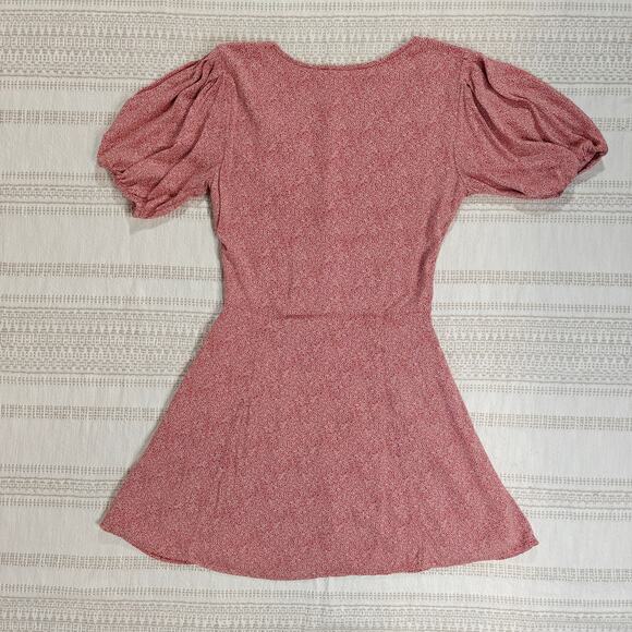 Abercrombie & Fitch Pink Floral Button-Front Dress Puff Sleeves Size XS - Picture 2 of 7